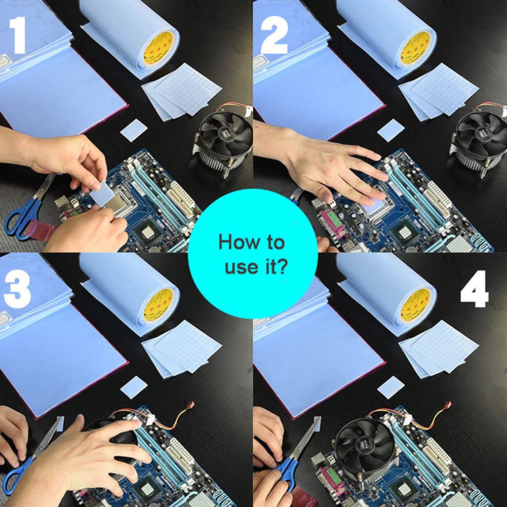 Owltree 4 Pack Thermal Pad,100X100Mm 0.5Mm 1Mm 1.5Mm 2Mm Highly Efficient Thermal Conductivity 6.0 W/Mk,Heat Resistant Silicone